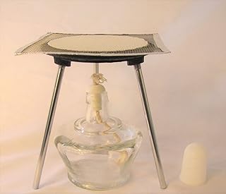 Alcohol Glass Lab Bunsen Burner, with Tripod & Mesh Screen, Cast Iron Support Stand 6