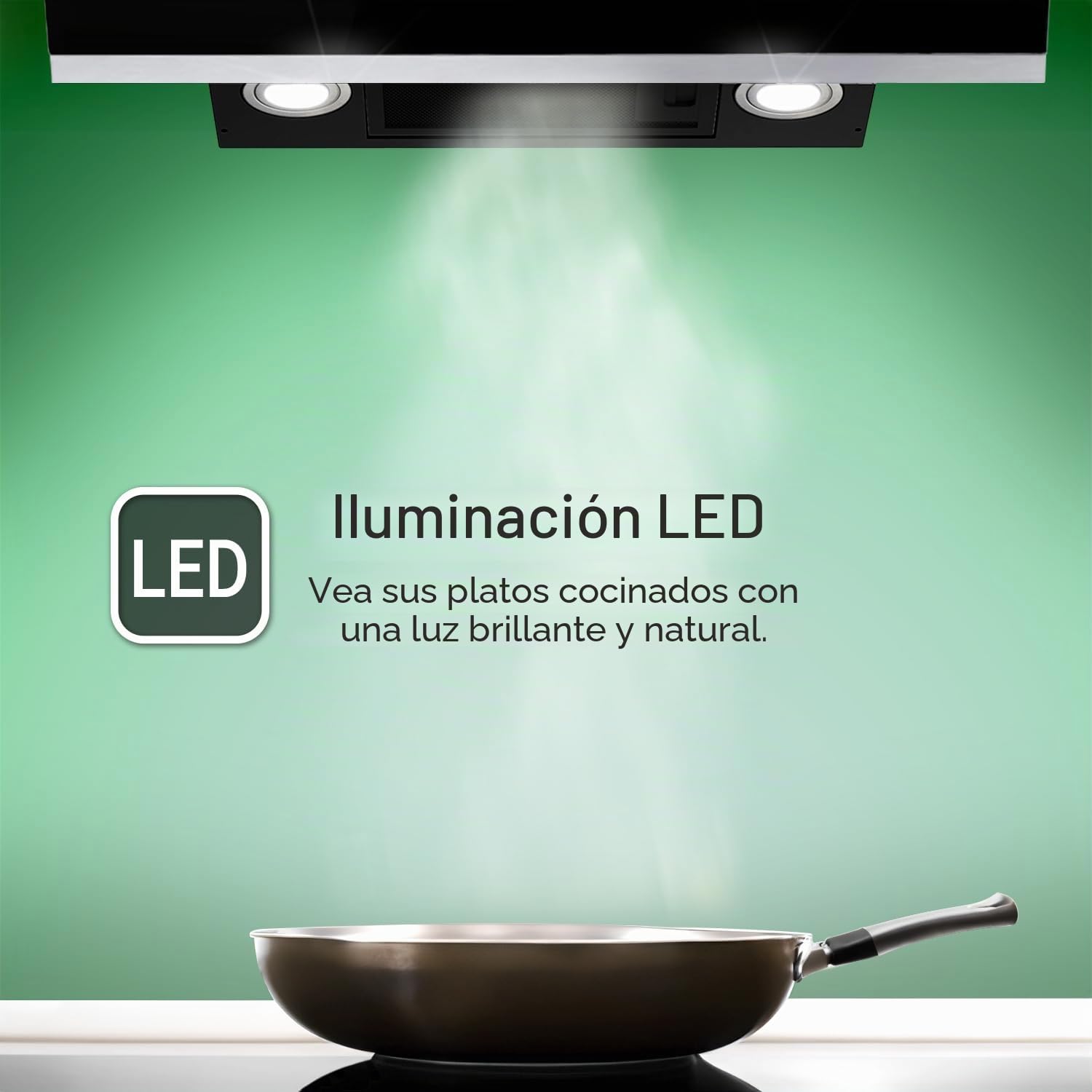 Campana Extractora 80 cm | Campana de Pared Inclinada | acero inoxidable | vidrio negro | apagado automático | Funcionamiento táctil | HERMES8005S