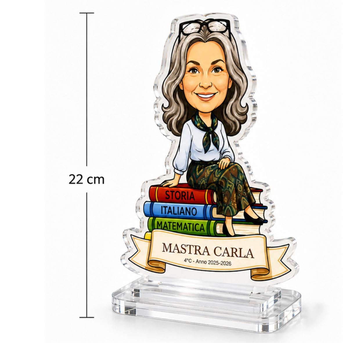 FERDINANDO FAMA' FAMÀ - Statuina Personalizzata 25 cm con Base in MDF - Caricatura Sagomata (Maestra 2)