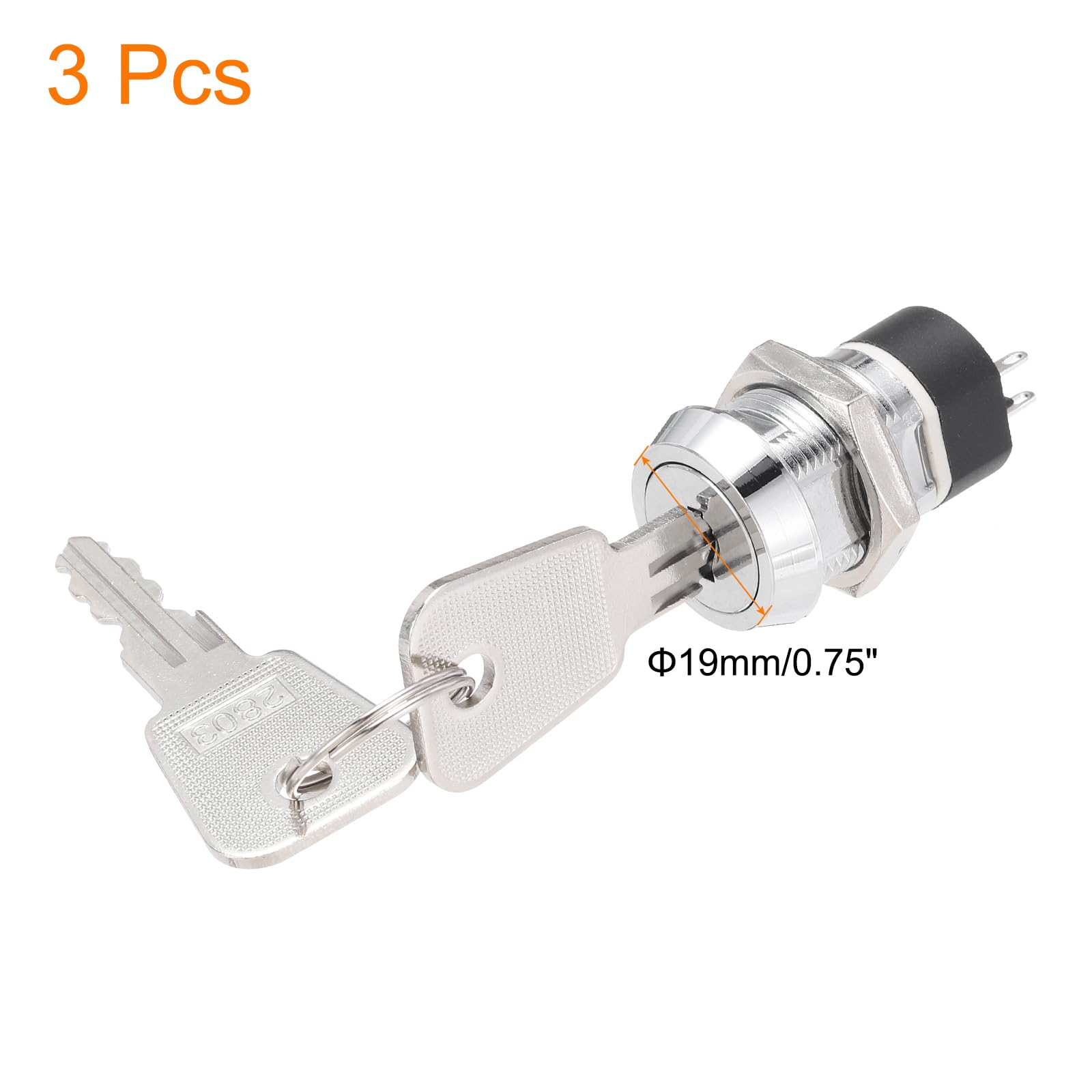 QUARKZMAN 3 Pezzi 19mm Interruttore a Pulsante a Chiave Elettrico
