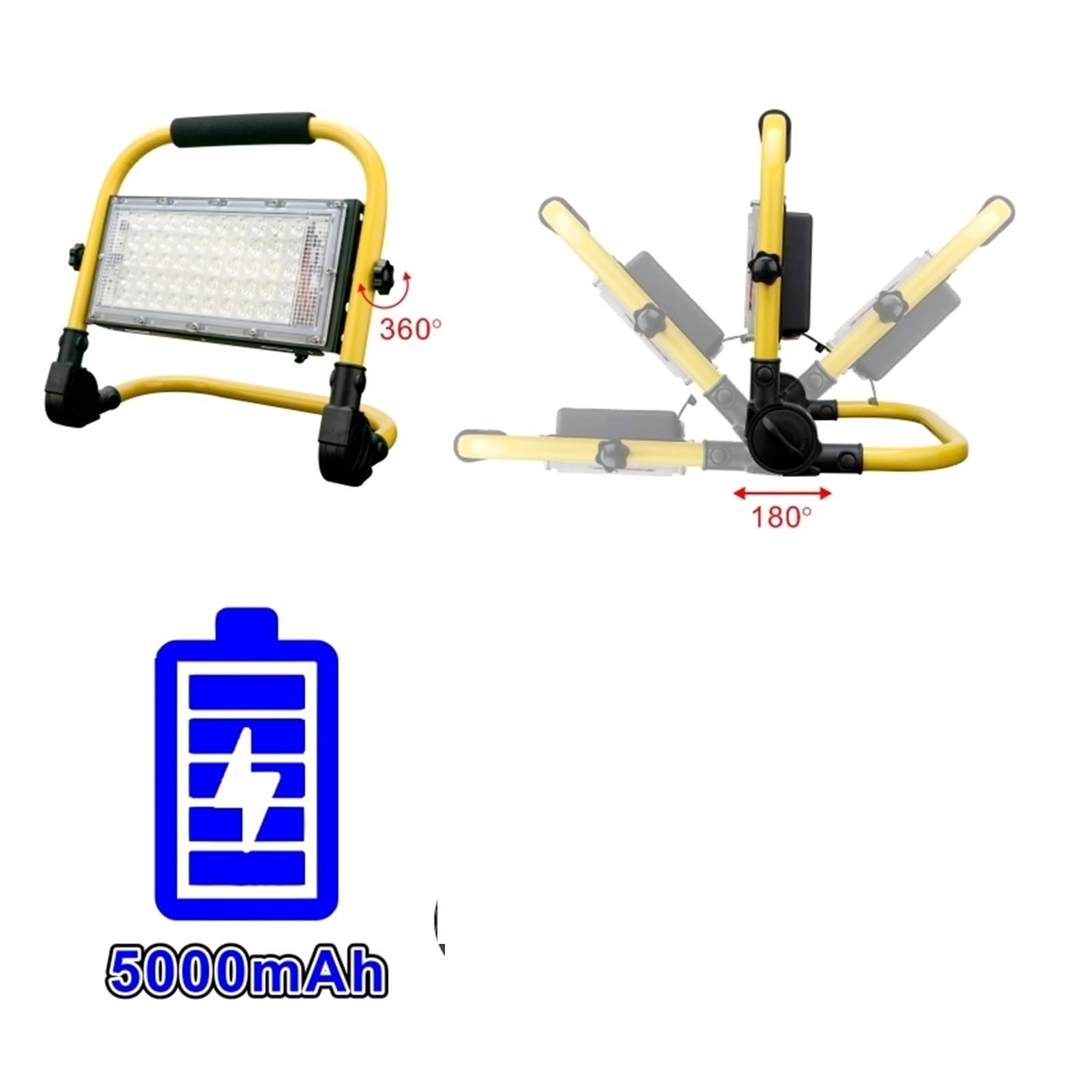 Faretto Portatile 50W LED Illuminazione For Esterni Proiettore 5000mAh Lampada Da Campeggio Ricaricabile Di Emergenza 4 Modalità Luce Di Inondazione Di Avvertimento Faretti da Esterno