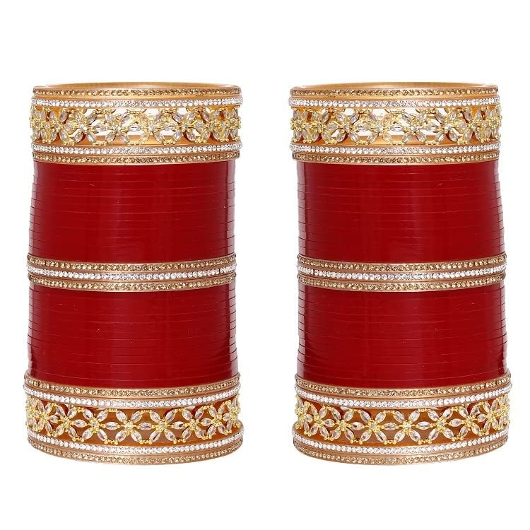 T4 Jewels Gold Plated AD (American Diamond) Maroon Designer Bridal Dulhan Chuda/Wedding Chura Set Marriage/Anniversery/Functions For Women & Girls_164171_2.10 (B09H54LLVM) Amazon Price History, Amazon Price Tracker
