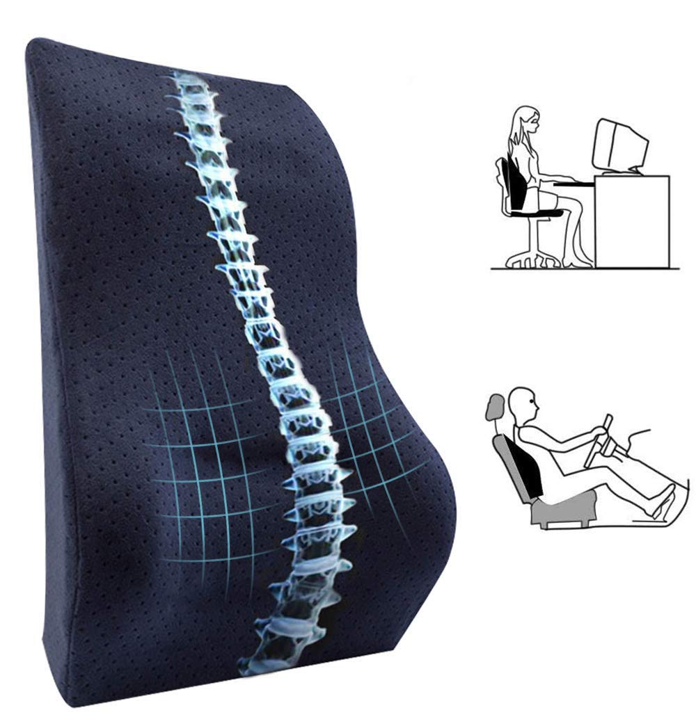 HotsUAE Lumbar Pillows Memory Foam Lumbar Support Back Cushion Breathable Cover, Full Lumbar High-Back Pillow for Back Pain, Ergonomically Support Lower & Upper Back, for Car Seat, Office Chair, Couch
