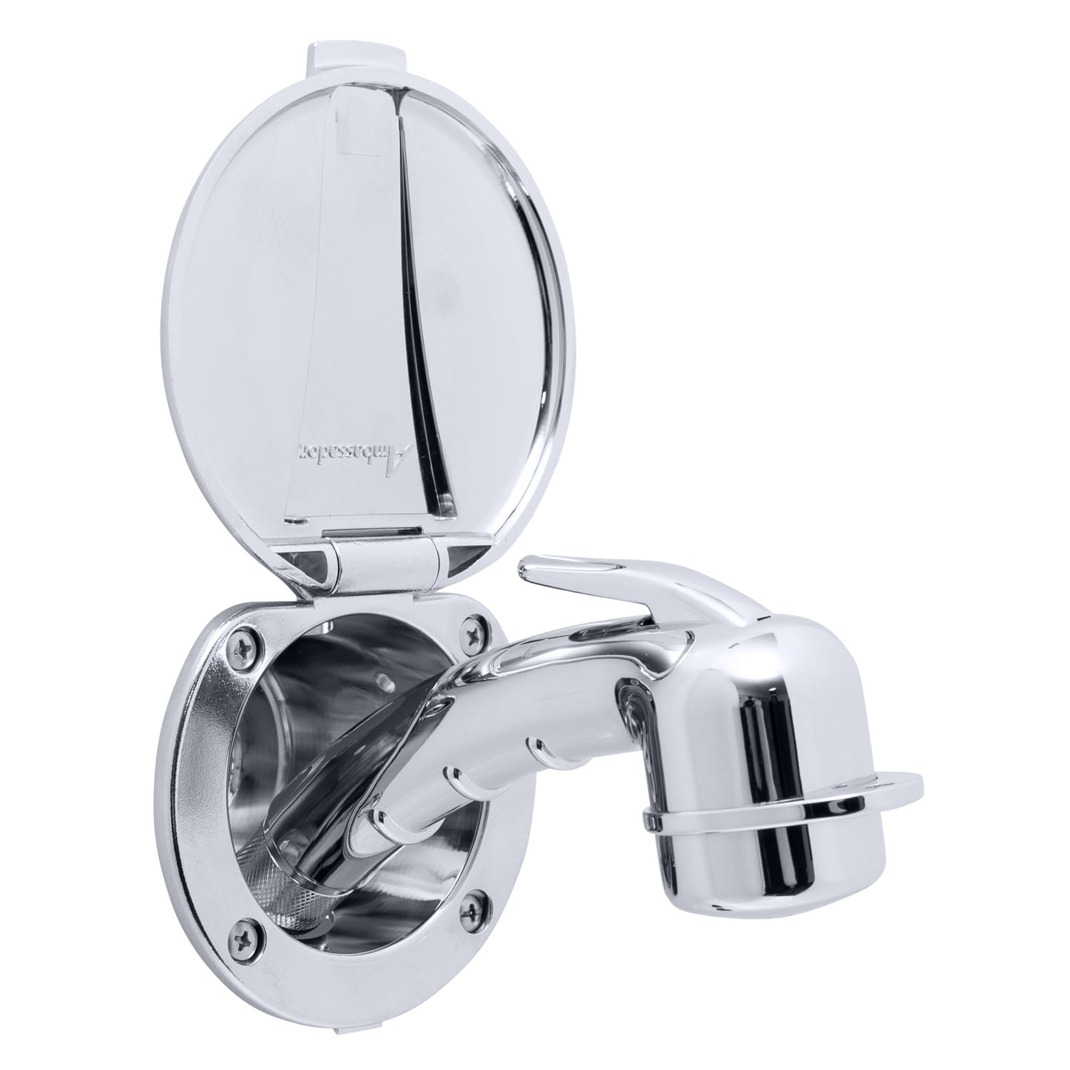 Recessed Shower- Chrome Cup & Lid, Small Chrome Sprayer, 10' White Rubber Hose - 136-0007-CW-W