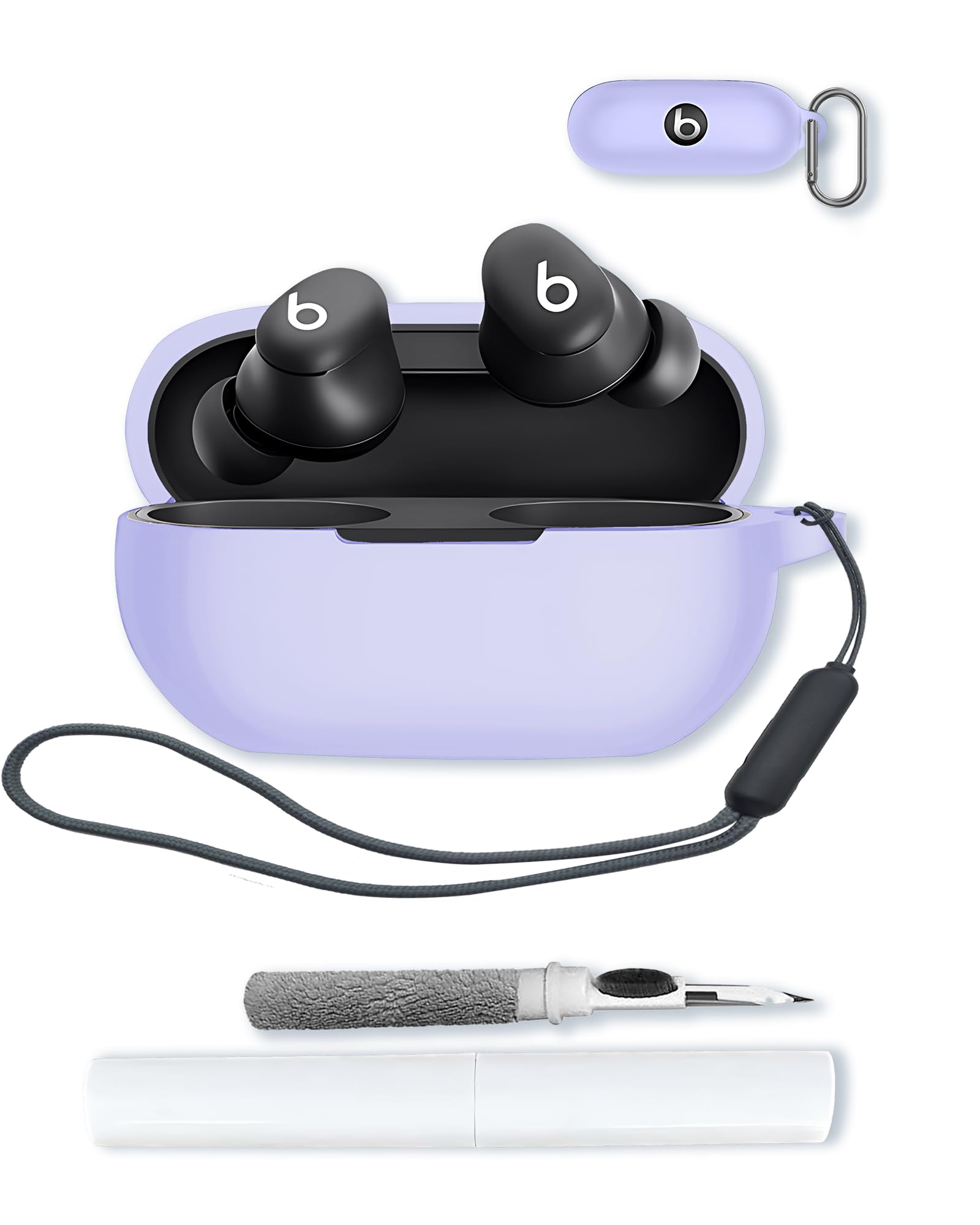 generic Silicone Case Compatible with Beats Solo Buds(2024) with Keychain,Cleaning Kit and Lanyard, Soft Protective Shockproof Cover Wireless Earbuds