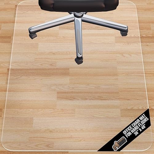 GORILLA GRIP Tapete antideslizante para silla de oficina para suelos de madera dura, 36 x 48 pulgadas, suave deslizamiento debajo del escritorio,