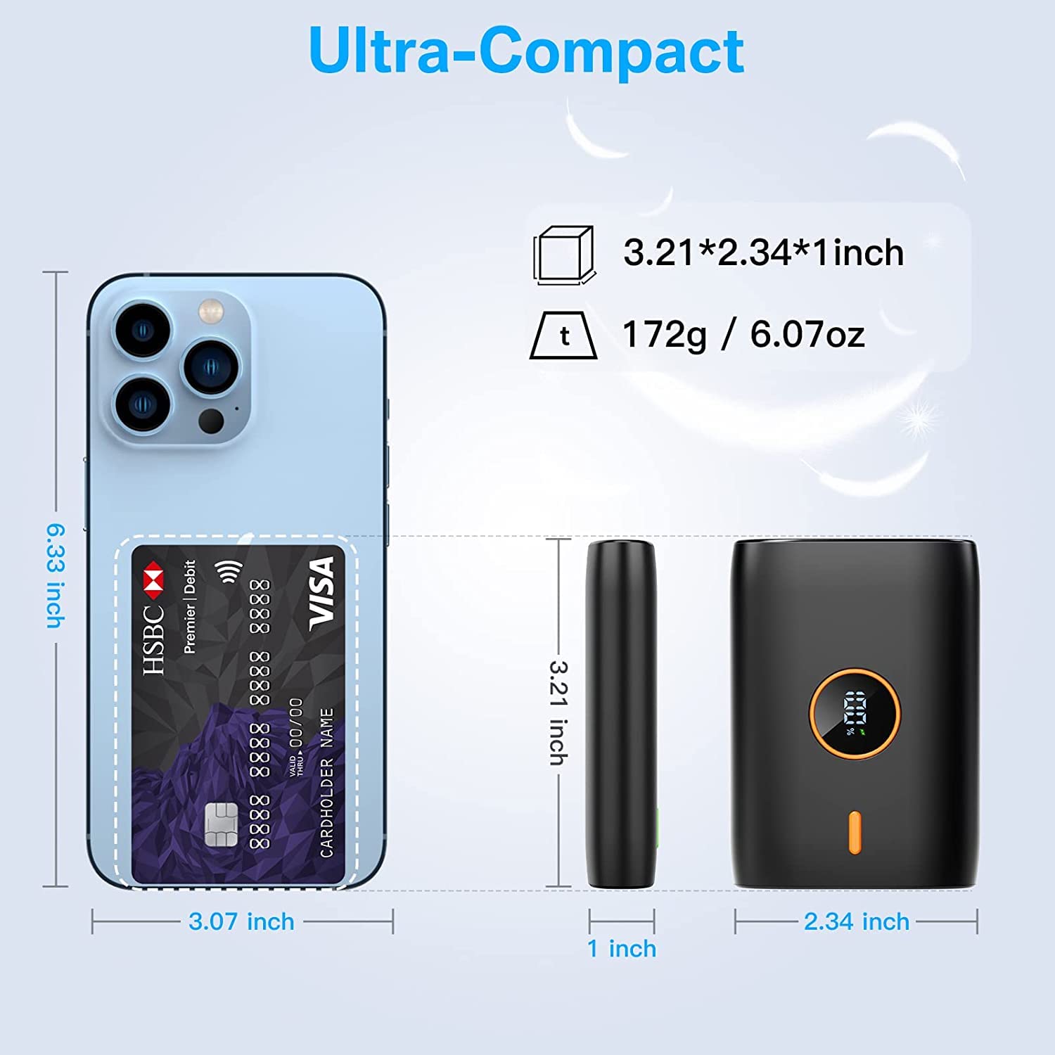 Caricatore portatile,PD 22.5W 10000 mAh power bank mini fast charge,con display LED usb c batteria cellulare,per Phone, iPad,HuaWei,XiaoMi,Samsung,Cuffie,console di gioco e altro