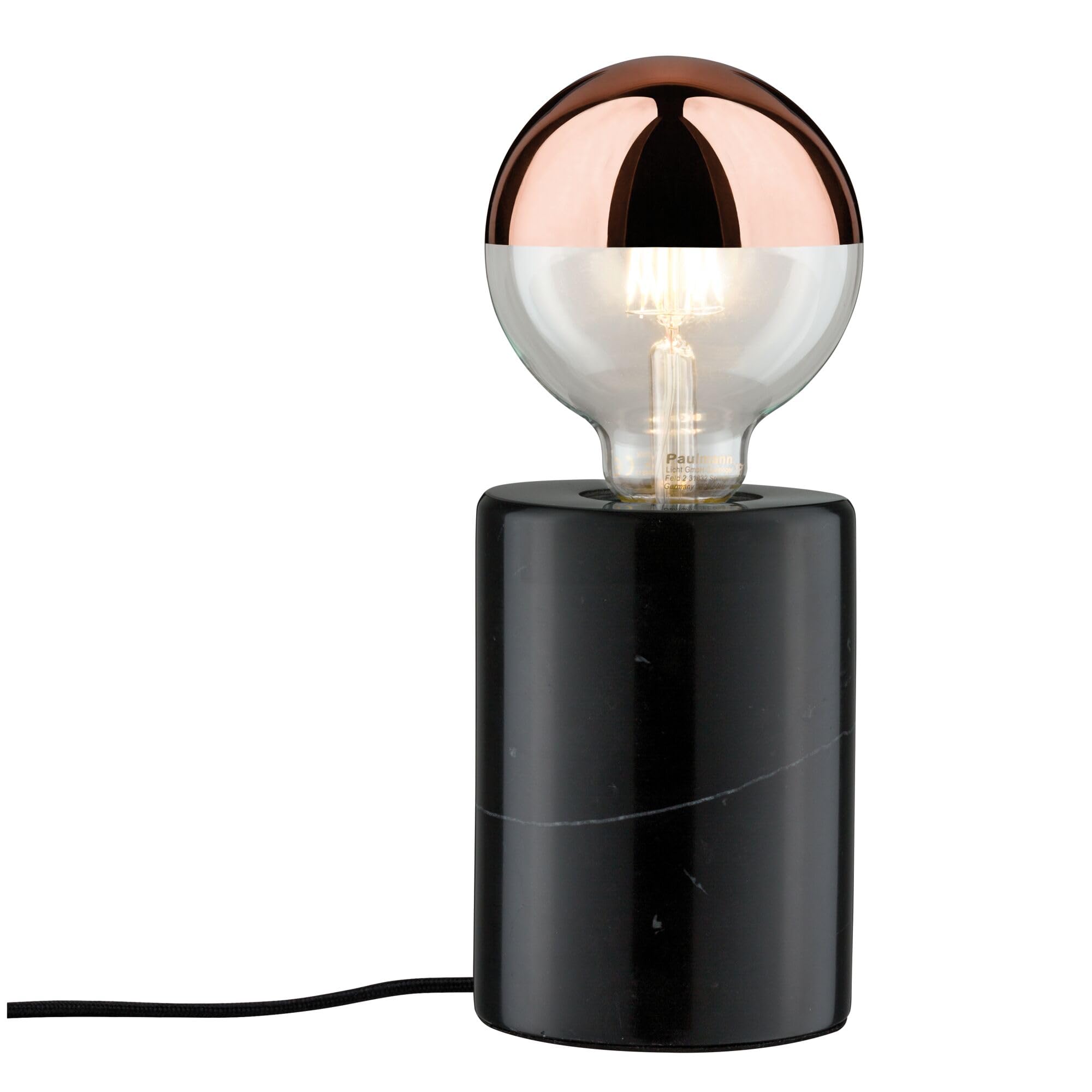 Paulmann 79600 Neordic Nordin Table Luminaire max. 1x20W Table Lamp for E27 Bulbs Bedside Lamp Black 230V Marble Without Light Source