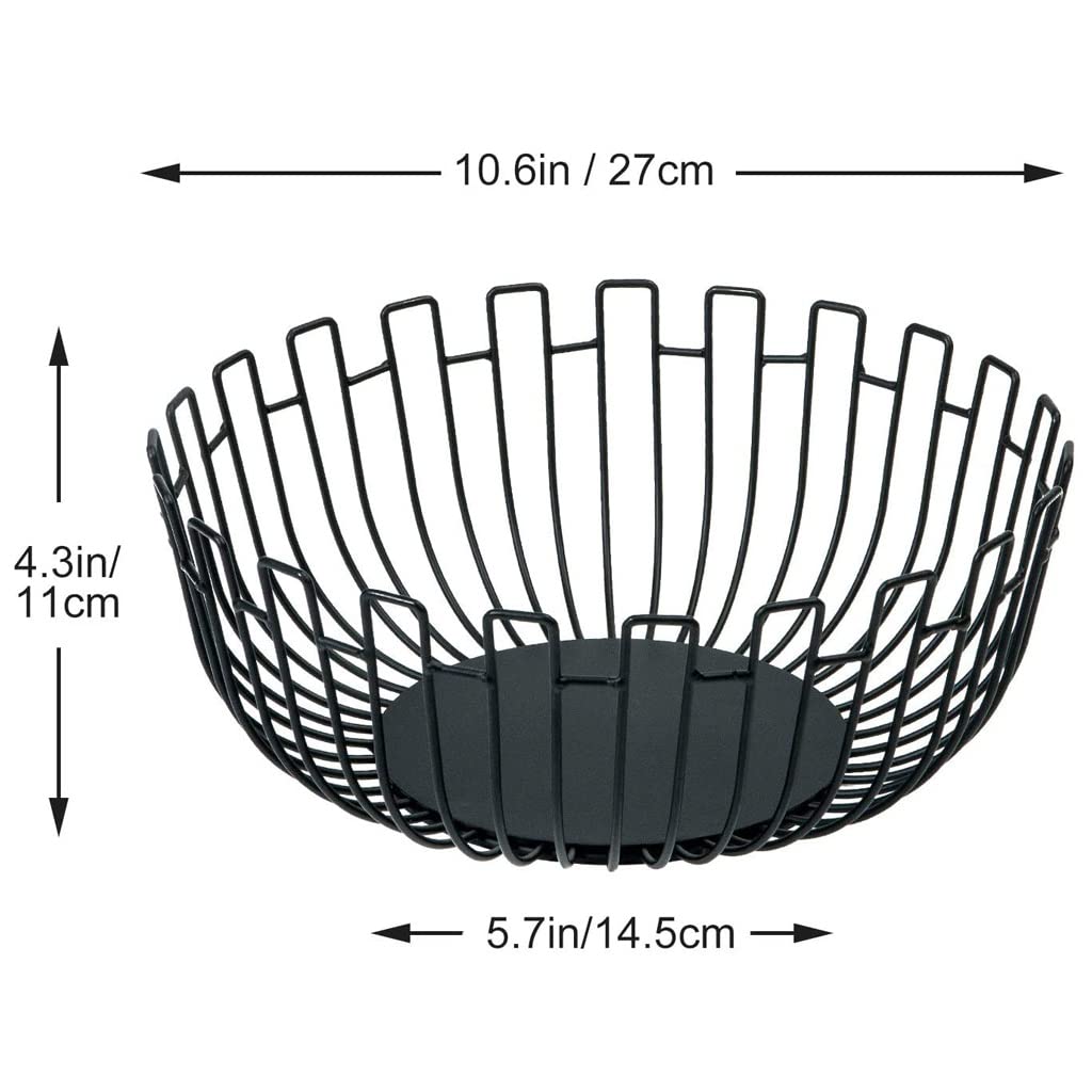 Kosz Owoców Metalowa miska owocowa, stabilny koszyk owocowy miska warzyw, kreatywne danie owocowe do stołowego centralnego do salonu, spiżarnia Kosze Owoców Kuchnie(Black)