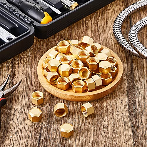 3/8 Inch Brass Compression Cap Stop Valve Cap Brass Compression Cap Drain Pipe Fittings For Hose Connector Garden Outdoor Water Pipes Nozzle Joints (50 Pieces) #TOP6