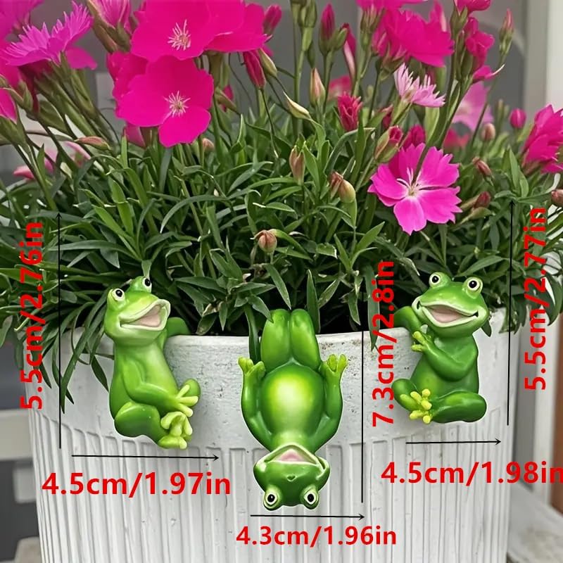 3 Pieces of Outdoor Courtyard Climbing Frog Statue Decoration, Outdoor Fairy Garden Resin Crafts, Flower Pot Landscape Frog, Miniature Landscape Pendant Accessories - Image 7