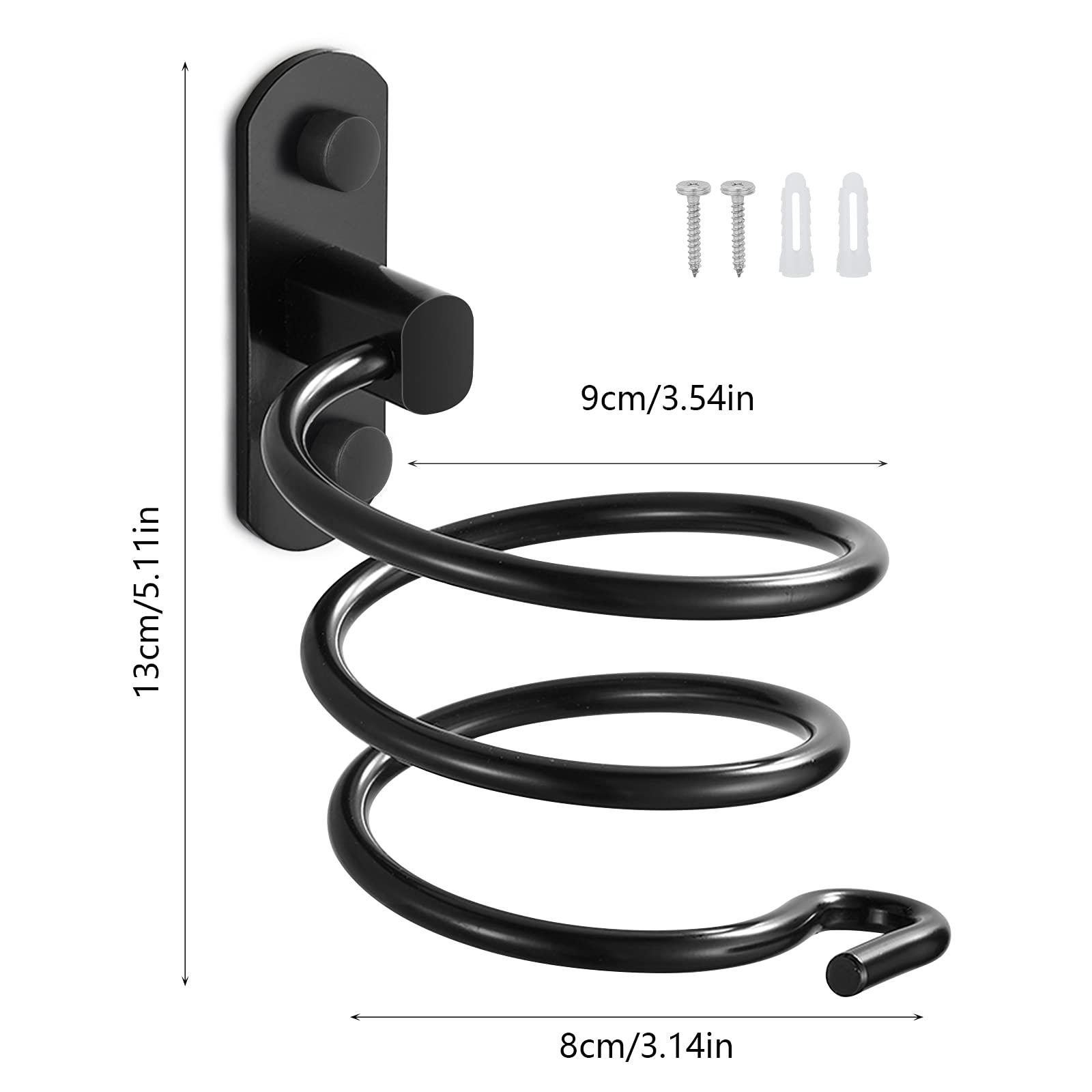 Supporto per Asciugacapelli Montaggio a Parete Porta Asciugacapelli per Asciugacapelli per Camere da Letto Toilette Barbiere(Nero)