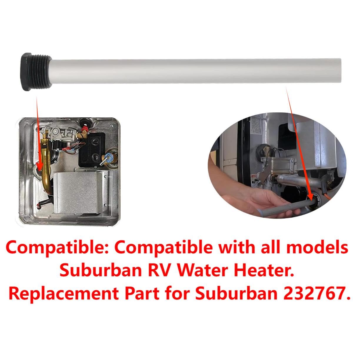 Confezione da 3 pezzi di anodo di magnesio per scaldabagni RV 9,25 "L x 3/4" NPT RV Serbatoio di acqua calda Anodo Rod Parte di ricambio per Suburban 232767