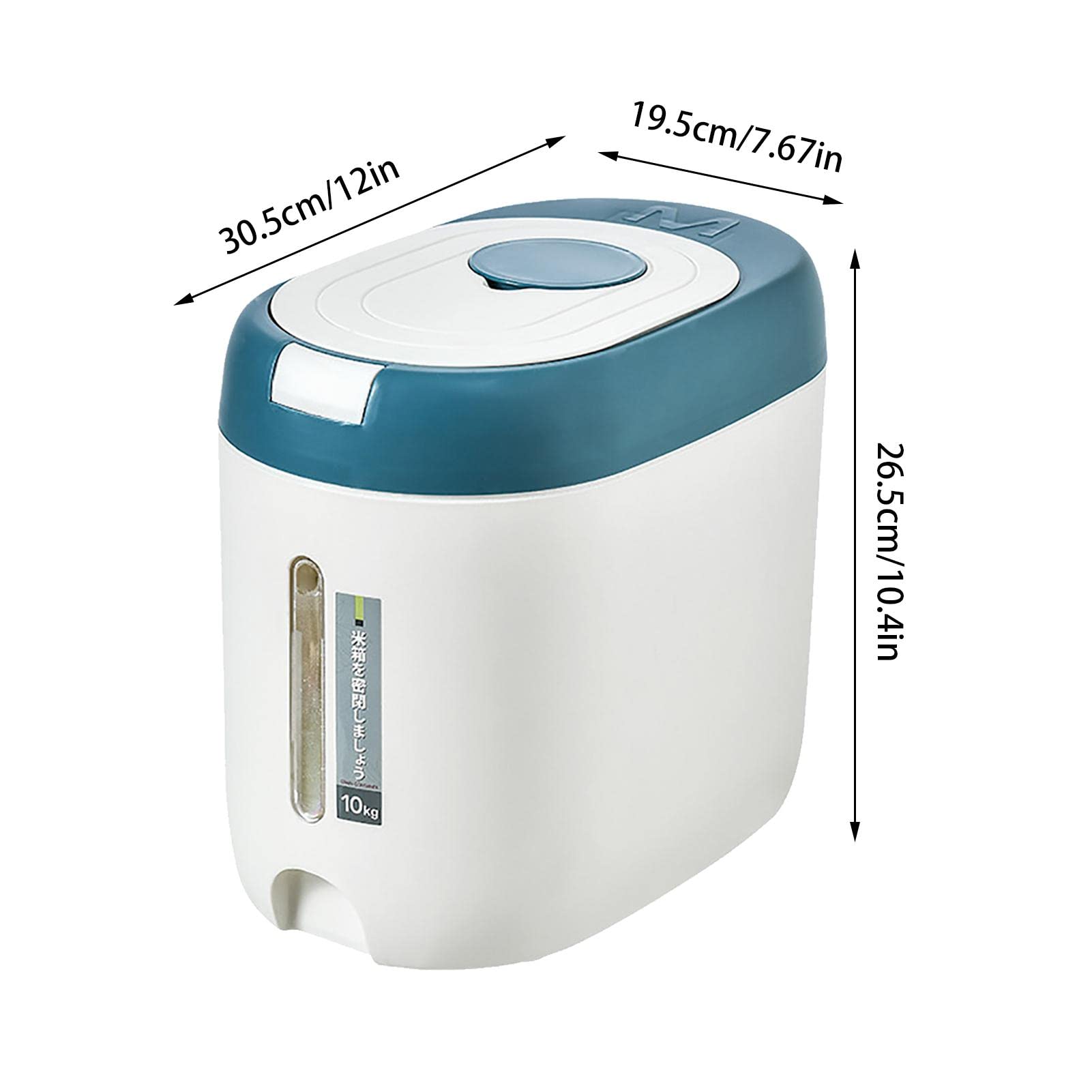 Voedseldispenser Container, 20 lb automatische rijstuitgang graandispenser graanopslagcontainer, waterdichte vochtbestendige rijstemmer doos met deksel en maatbeker (grijs