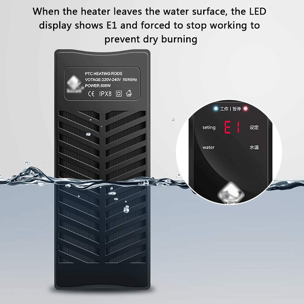 Varilla de calefacción PTC para acuario, tanque de peces, calentador automático de temperatura constante, a prueba de explosiones, ultra corto con controlador de temperatura externo, 1200 W