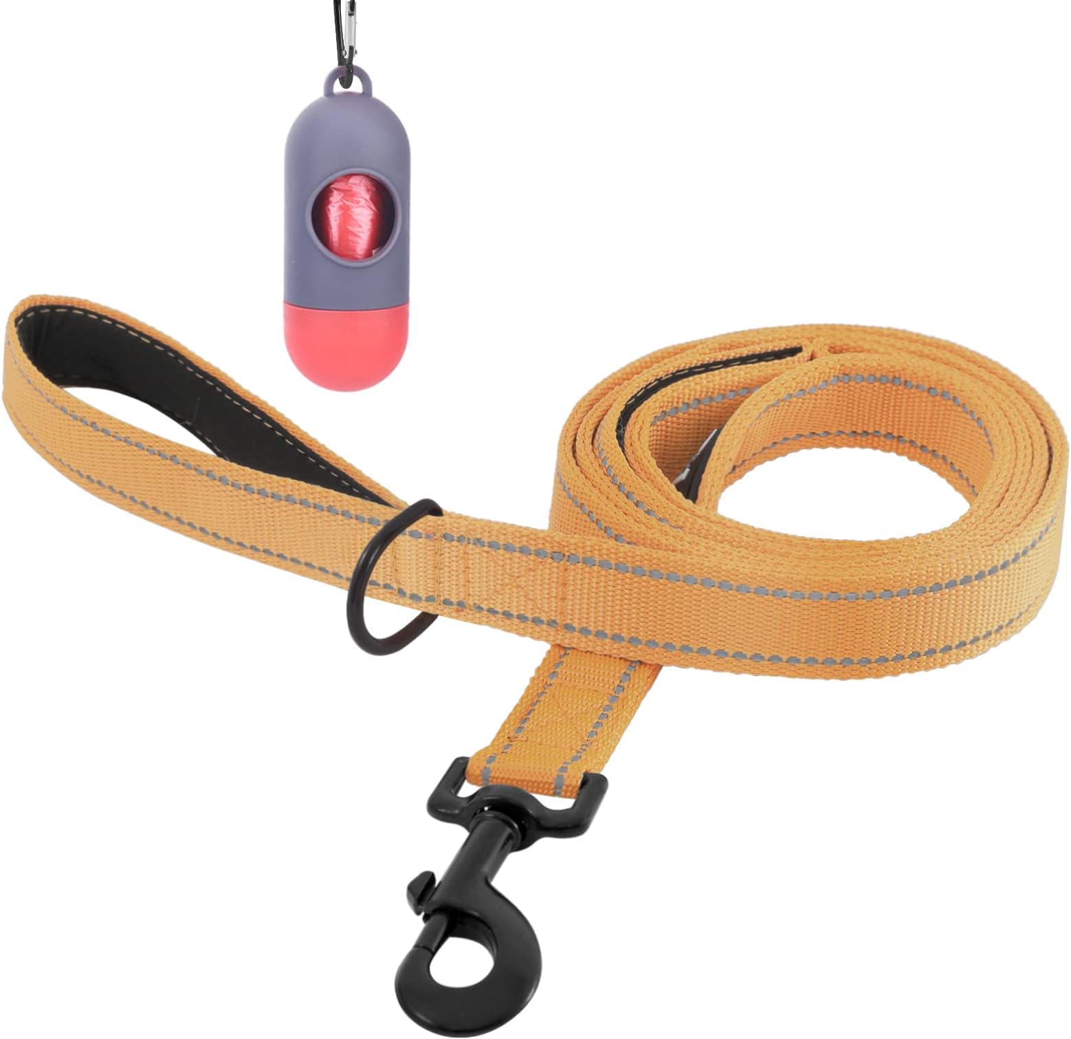 Bolux5ft Dog Leash, Heavy Duty Rope Leash with 2 Padded Handle – Pet Training Lead with 3M Reflective Double Handle for Traffic Control Safety, Perfect for Large Medium or Small Dog (Gold)