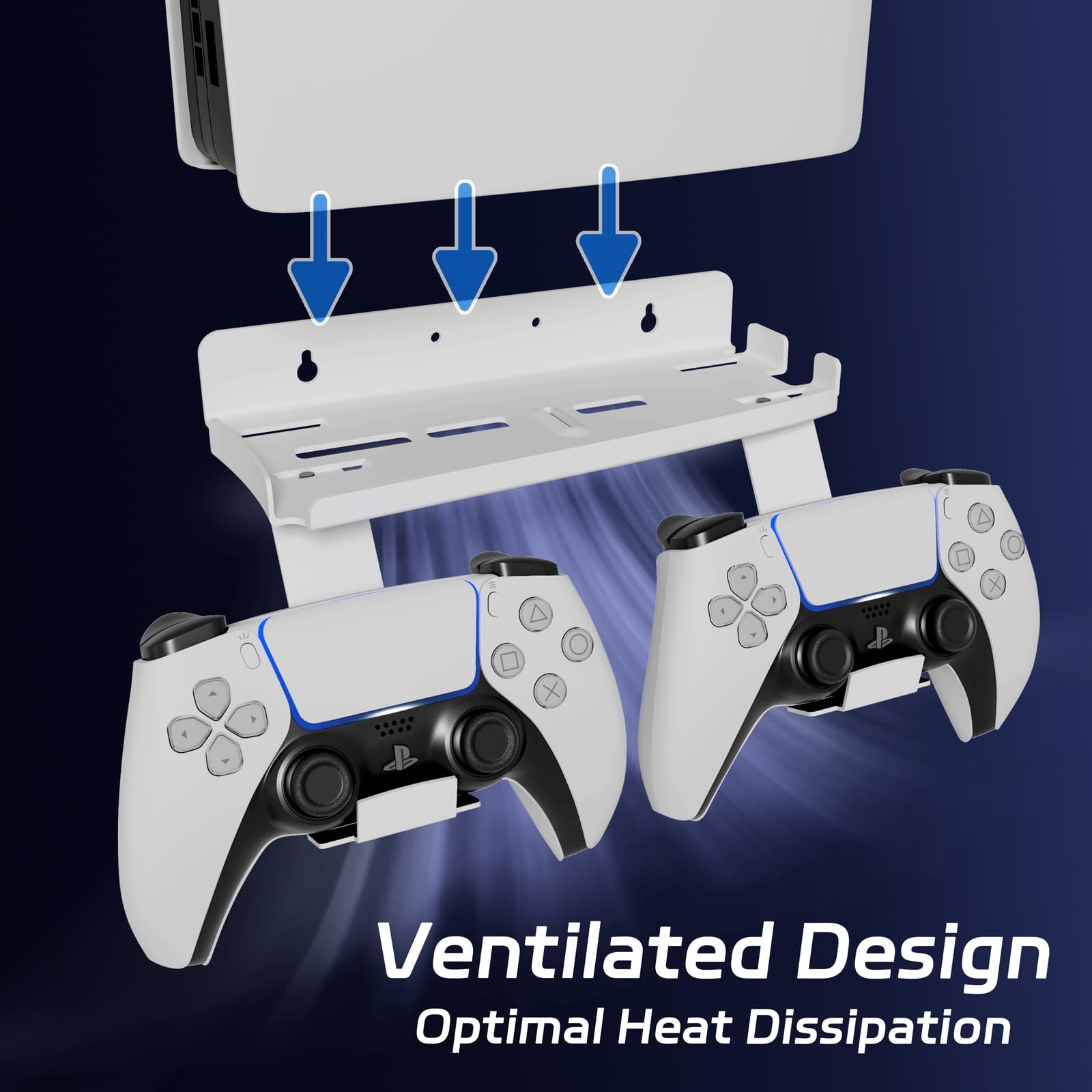 sciuU Supporto da Parete per PS5 Pro / PS5 Slim Console & Controller - Staffa da Muro in Acciaio da 2mm compatibile con PlayStation 5 Pro/Slim Disco/Digitale Edizione + 2 Porta Controller PS5 /Edge