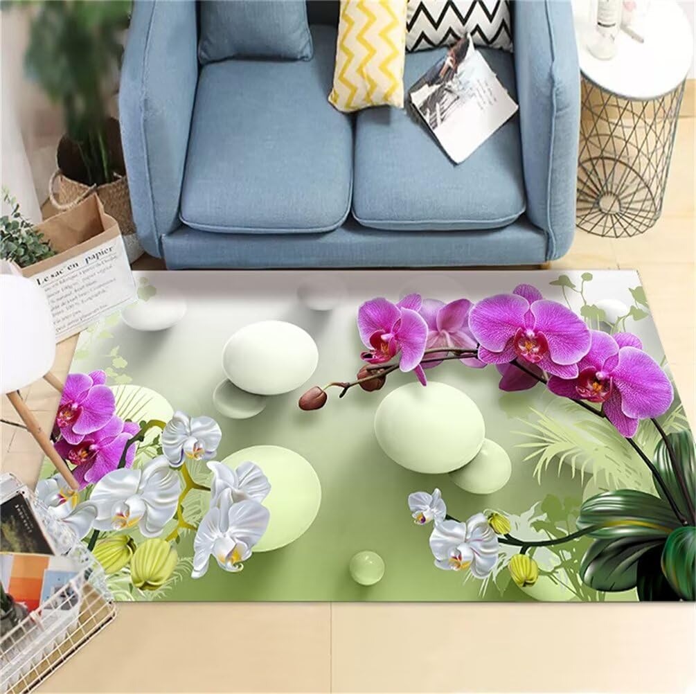 Tapis de sol pour bébé 200x200cm lavable vert avec sticker floral violet