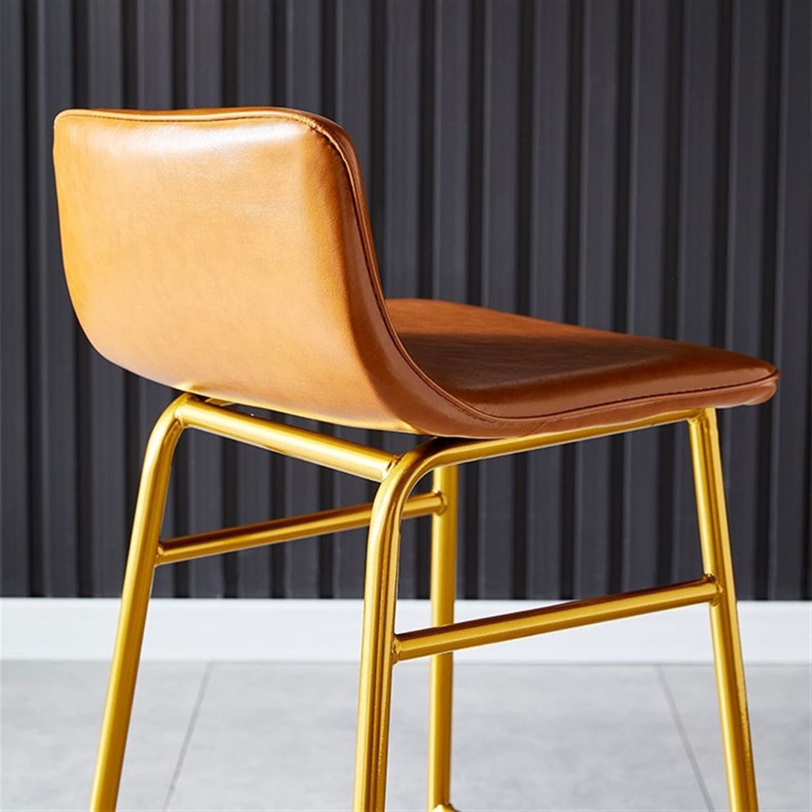 Multiuso Sedie da pranzo for la casa semplici e moderne Luce di lusso Reception Bar Seggiolone Schienale Sgabello alto in ferro in pelle Moderni(Orange)