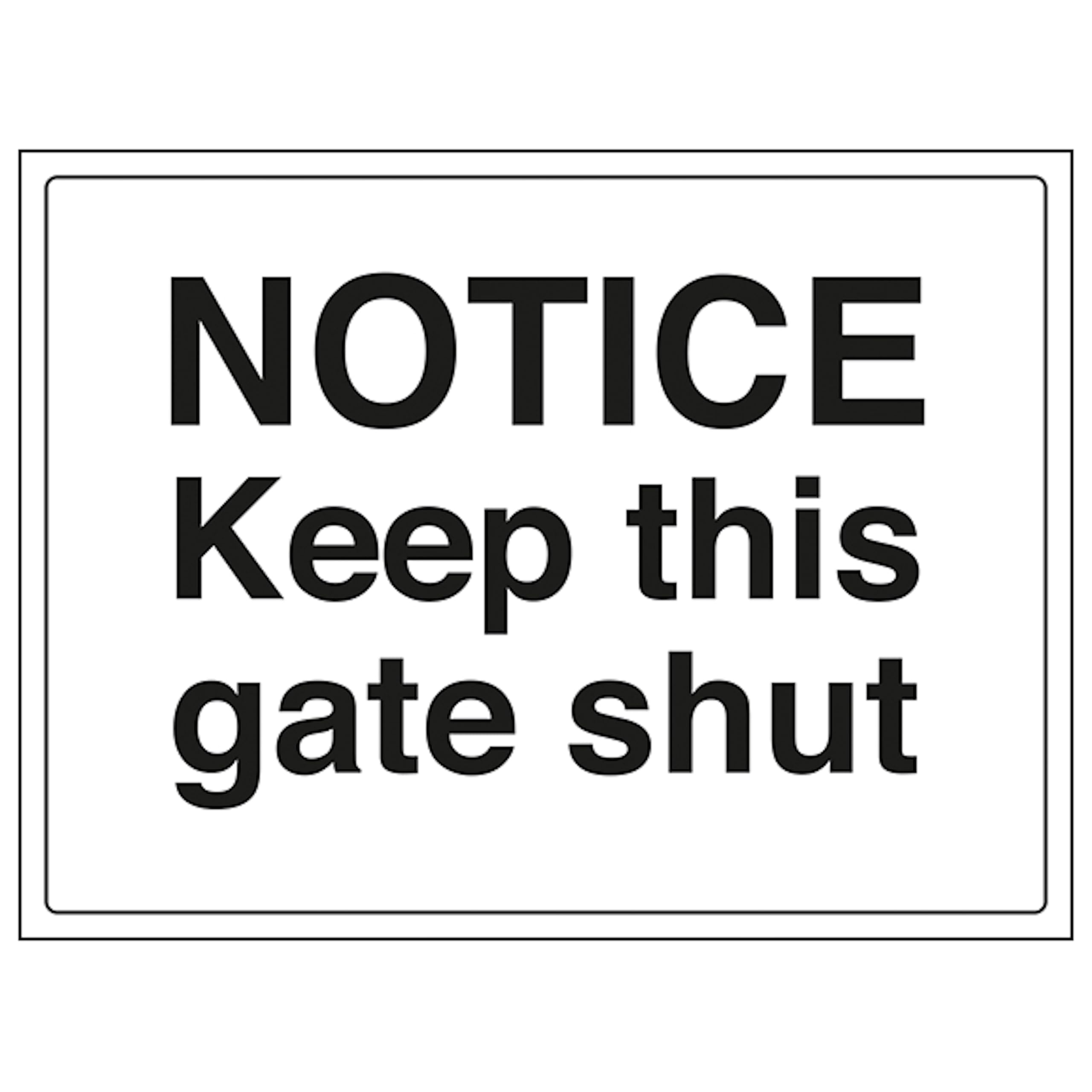 V Safety Notice - Keep This Gate Shut 300 x 200 mm - 2mm Super-Tough Rigid Plastic Safety Sign