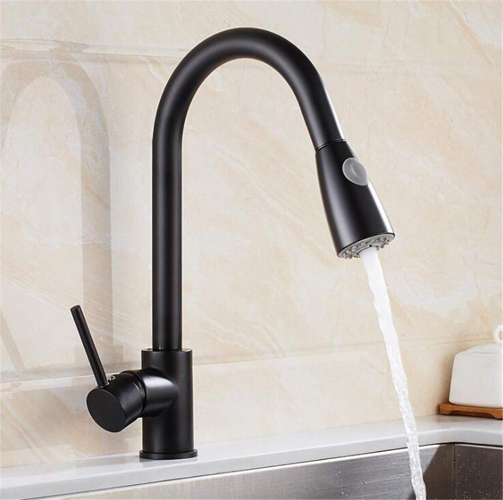 ZQFHSX Single Handle Pull-Down Sprayer Kitchen Faucet, 360° Swivel Mixer Tap for Modern Deck-Mounted Sinks
