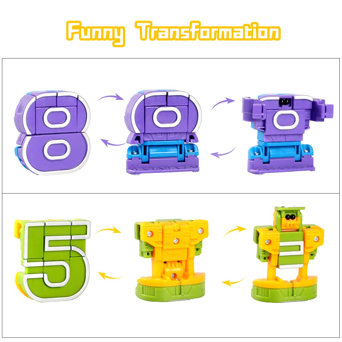 Buy Lydaz Number Robots Transformers Math Toys, Number Montessori Bots