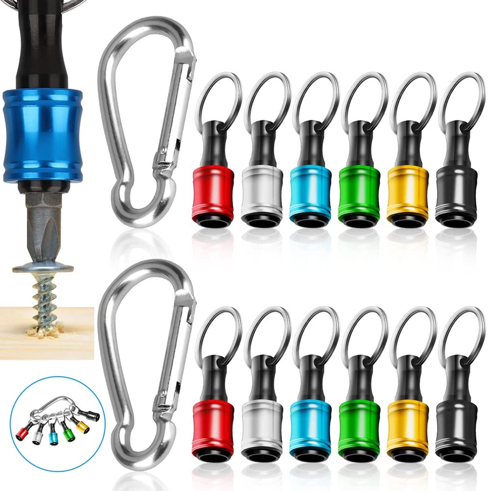 Littimoon 12Pcs 1/4 Inch Hex Shank Screwdriver Bit Holders, Keychain Extension Bar, Portable Fast Change Bit Holder Set