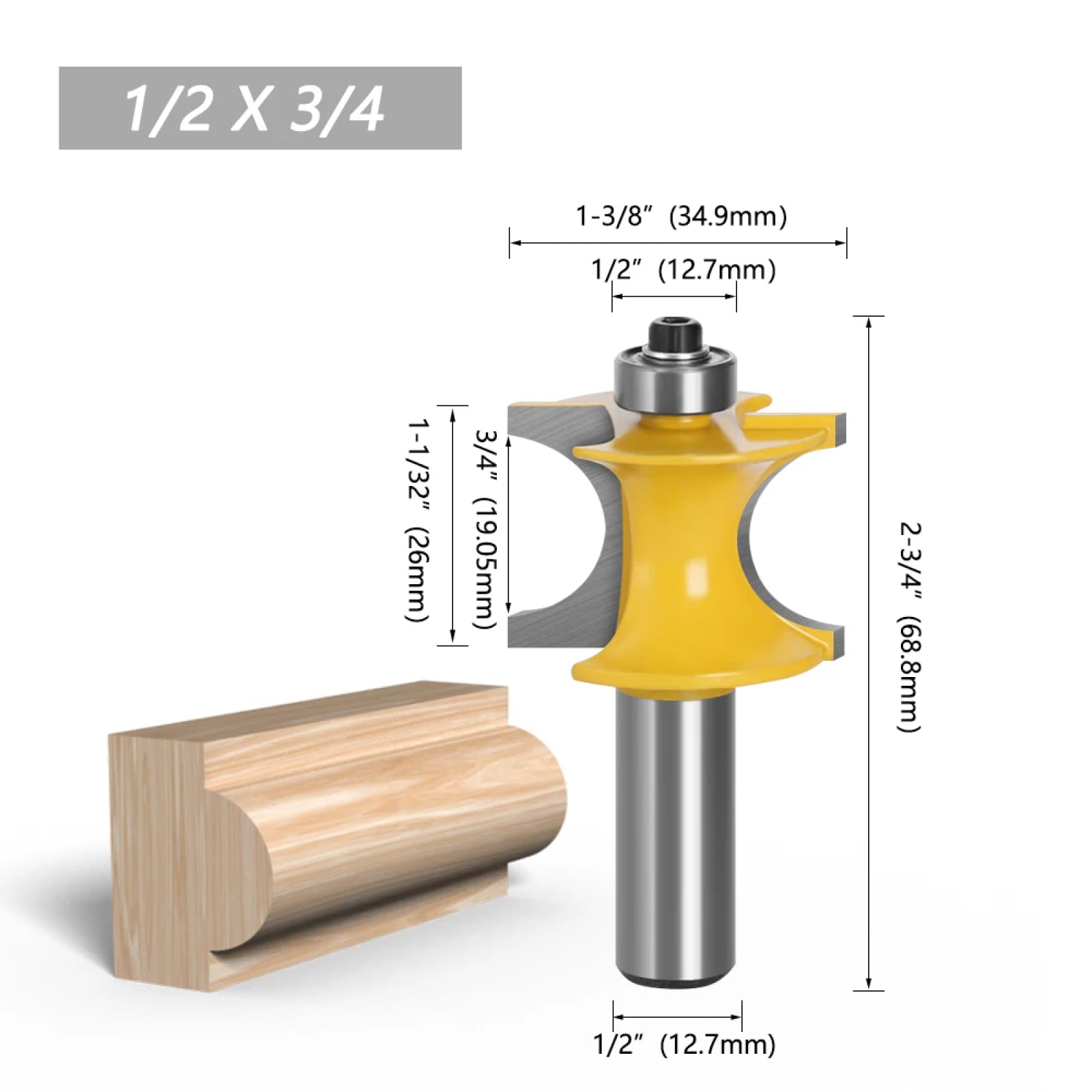 Broca Semiredonda Bullnose De 5 Uds Con Brocas De Fresa De Rodamiento Para Herramienta De Carpintería De Madera Fresa,vástago De 12,7 Mm