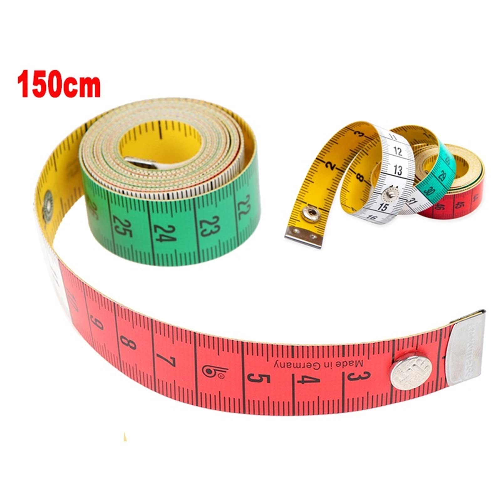RWRAPS Maßband, 1,5 m, Farbe, weiches Maßband, Kleidungsmesslineal, Maßstabslineal, Körpermesslineal, Nähen, doppelseitiges flaches Linealband (Farbe: 1,5 m) (klar, gelb)