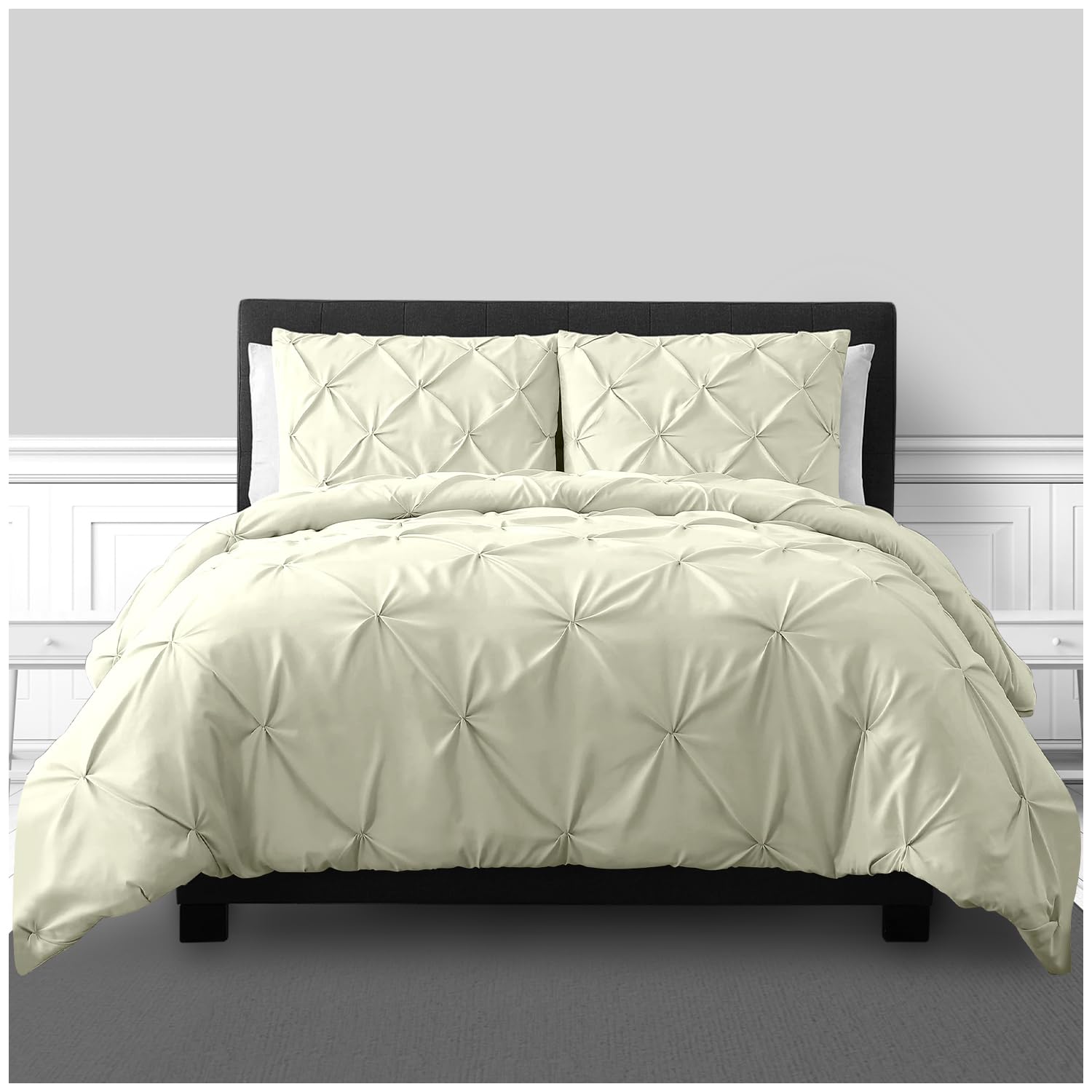 Gc Gaveno Cavailia Cream Duvet Set Pintuck Bedding Set, Single Size, Cream