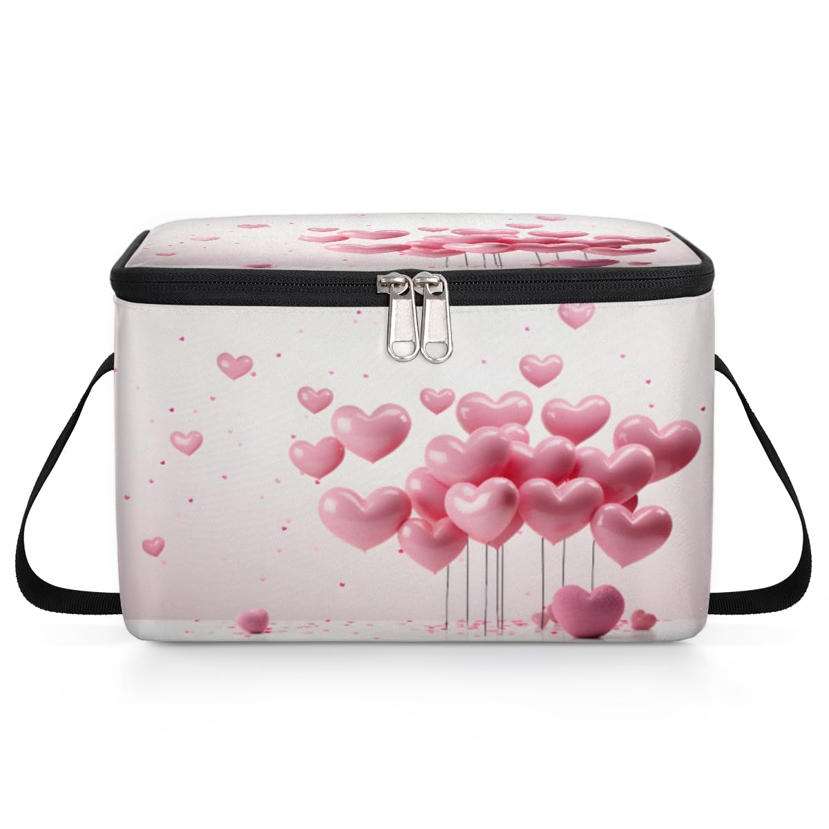 GzLeyigou Pinks Love Balloon Decor Lunch Bags for Women Men 9 Cans, Hot & Cold Food Delivery Bag Insulated Grocery Bag Insulated Lunch Box Cooler Bag for Office Work Picnic Beach