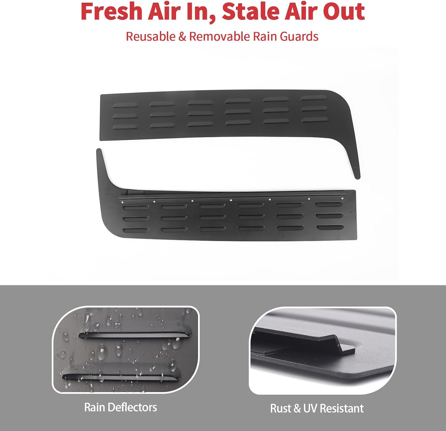 Linskip Aluminum Rear Window Vent Shades Compatible with 2018-2026+ Dodge RAM 1500 Crew Cab, Louvered Rain Deflectors for Rear Door Windows, Exterior Accessories