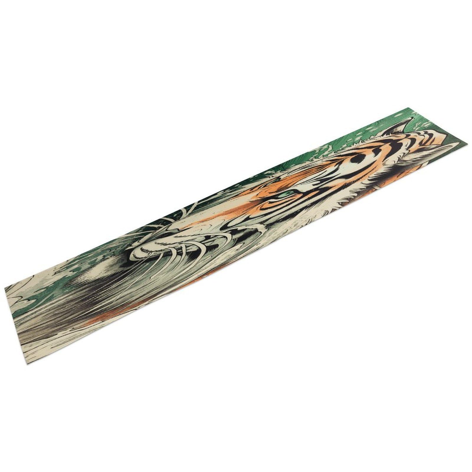 Btcowzrv Style A Hand Drawn Tiger Linen Table Runner 72.4 Inches Long, Machine Washable Table Runner For Party Kitchen Dining Table Coffee Holiday Party Decor, 13.4"X72.4"