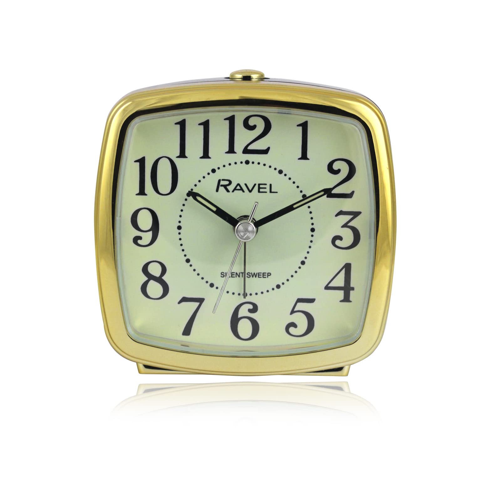 Ravel Black / Gold Tone - Retro Styled Small Size Bedside Quartz Alarm Clock - Rc041.32 - Black/Gold Tone