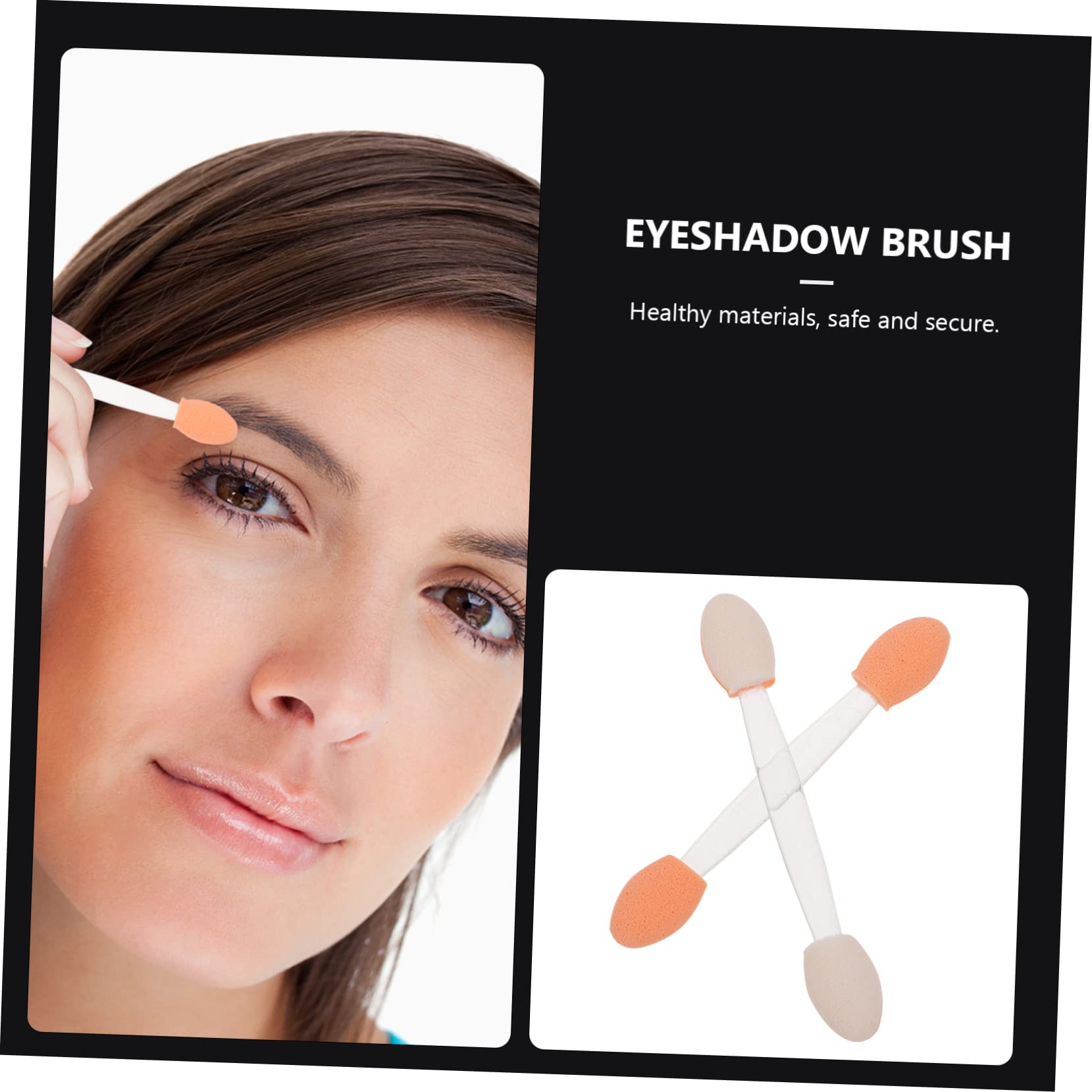 Didiseaon 2sets Double-sided Eyeshadow Sponge Brush Makeup Tool Set Latex Tips Disposables Long Handle Ideal for Travel Storage 100pcs*2