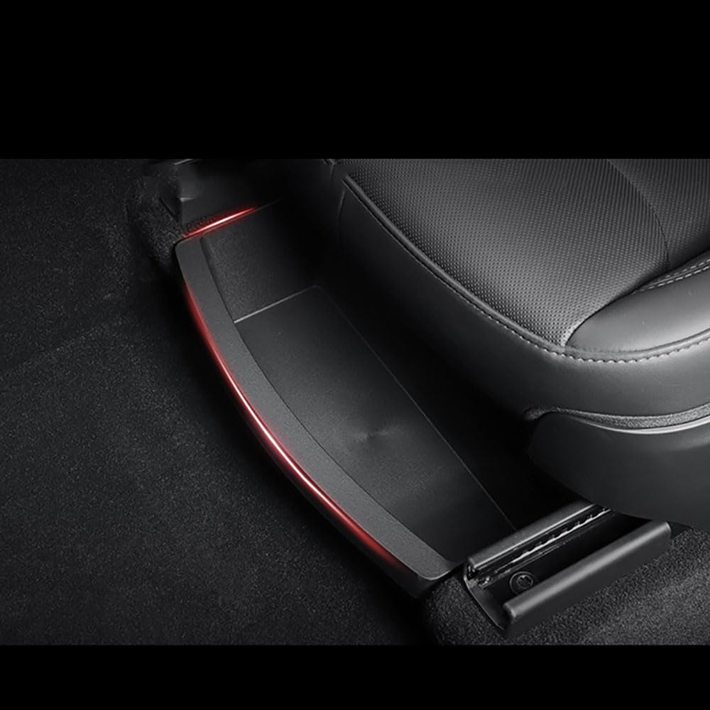Boîte de rangement en TPE sous siège pour Tesla Model Y Juniper 2025 - Tiroir intérieur de voiture - Accessoires de voiture - Bac de chaise - 1 pièce