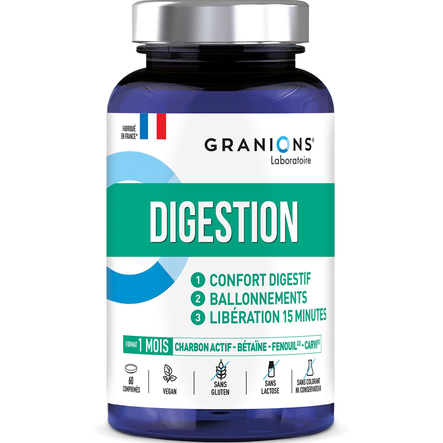 GRANIONS DIGESTION - Confort digestif - Ballonements - 60 comprimés