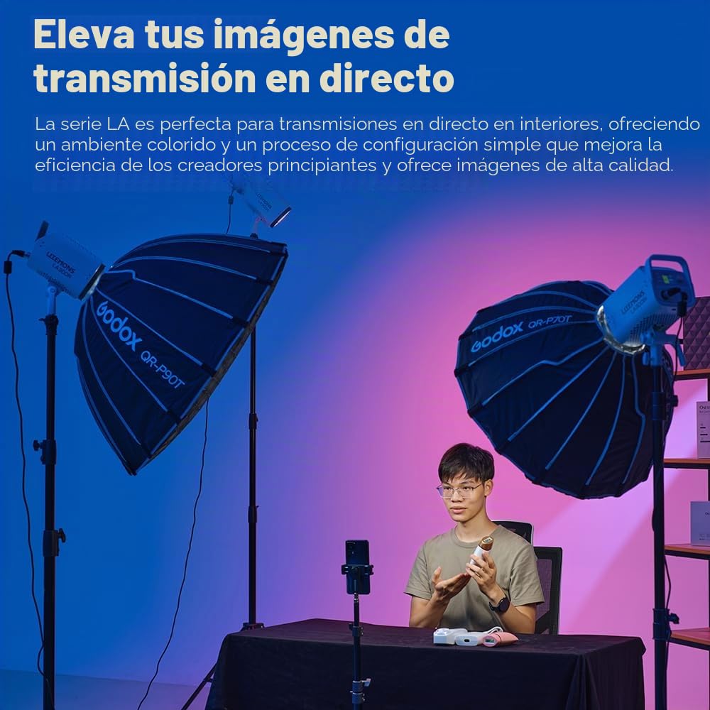 Godox LITEMONS LA300R RGB COB Video Light Bowen Mount 1800K to 10000K CCT with GM Adjustment 94,700 lux @ 1m Standard Reflector Support APP Control