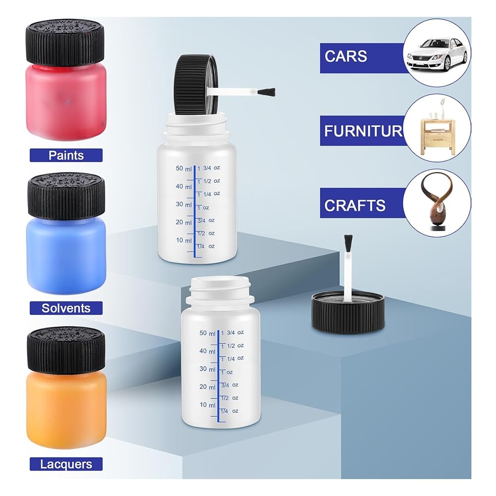 120 Stück Lackausbesserungsflaschen mit Applikatorpinsel und Deckel, 2 Oz und 1 Oz Flüssigkeitskapazität, Kunststoff, zum Befestigen Von Wandsteinen