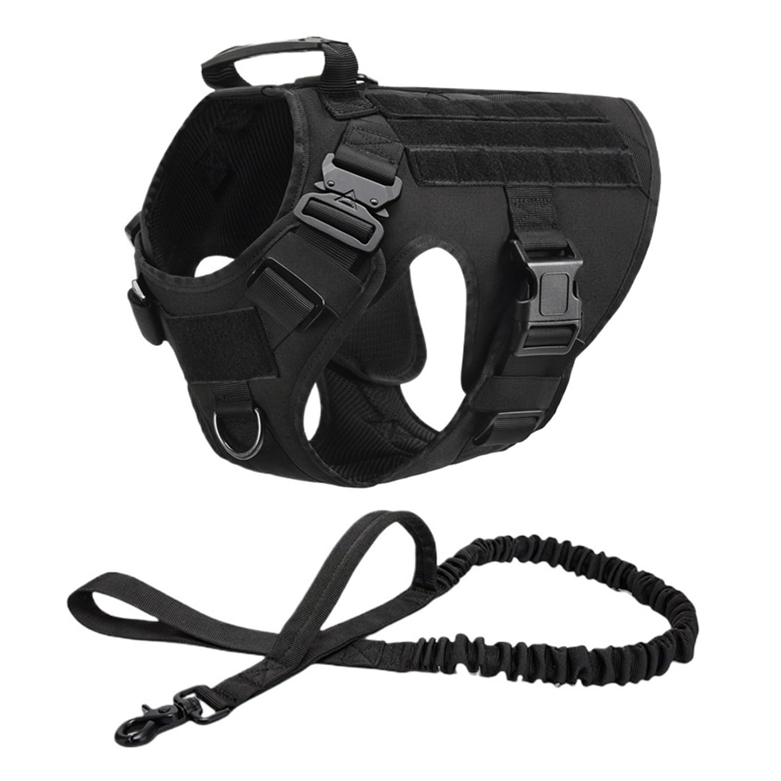 Tactical Military Vest Pet German Shepherd Golden Retriever Training Dog Harness And Leash Set For All Breeds Dogs(Black 2 piece set,S(Below28kg)) โ image 1