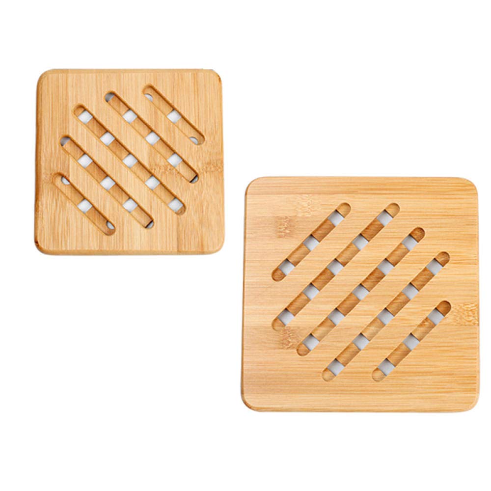 placemats, Table Mat Placemat Bamboo Bowl Casserole Heat Coaster Household Anti-Scald Pad Round-Round Size Set(Square Size Set (2 Pieces))