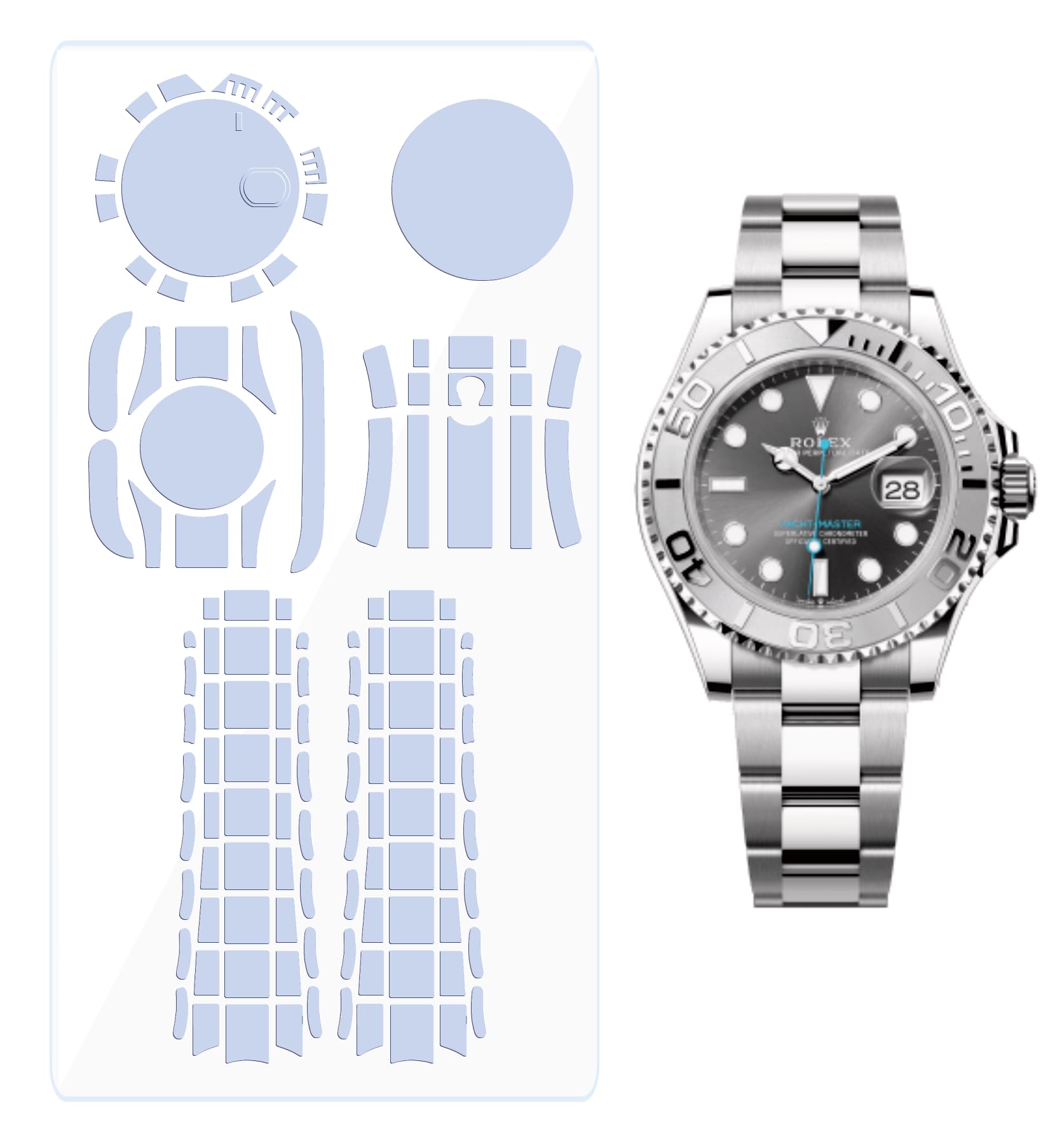Pellicola protettiva per Rolex Yacht Master 40 mm 116622, 116621 Pellicola trasparente completa per orologio completo (2 pellicole per tutto il corpo) N