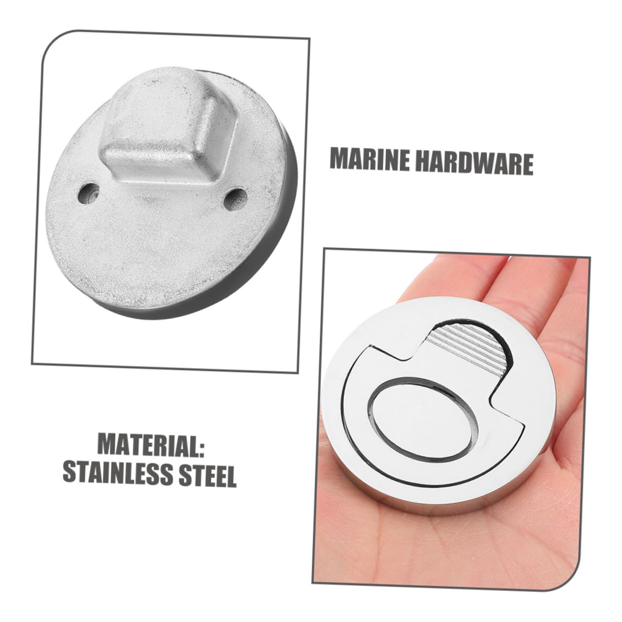 Poignée Encastrée pour Trappe de Bateau en Acier Inoxydable 2pcs, Anneau de Traction Élégant et Robuste pour Applications Marines et Yachts