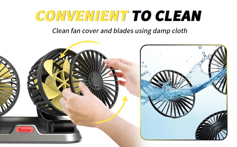 Image of AutoBizarre 12V Electric Car Cooling Fan 360 Rotatable Triple Heads Air Circulator Fan Manual Rotation 2 Speed for All Cars (Black)