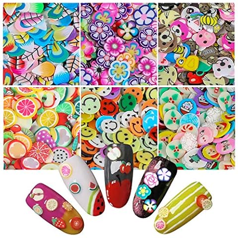 3000 Pcs Cute Nail Art Slices,MWOOT 3D Assorted Fruit Animals Flowers Slices Nail Art Slices Decals for Nail Art Decoration Cover