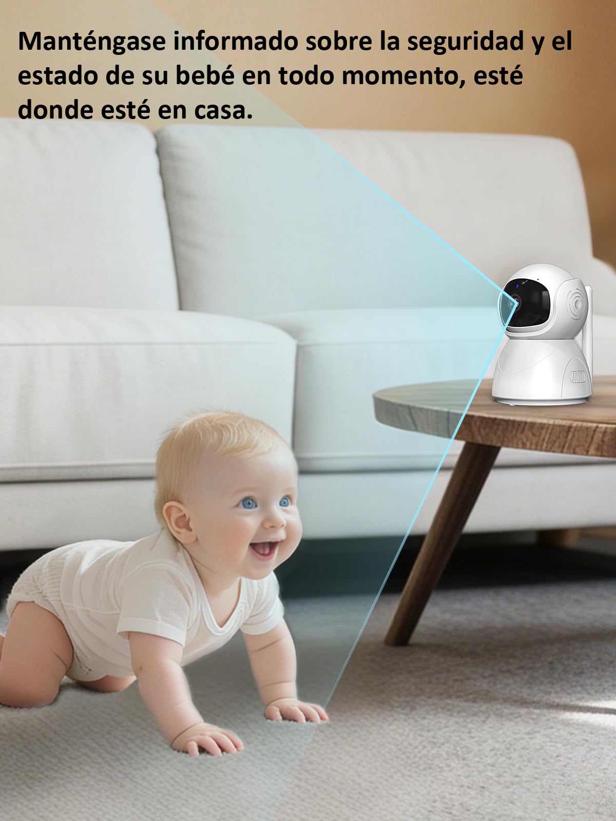 Camara Vigilancia Bebe sin WiFi 720P HD 5", Vigilabebés con Cámara y Audio | Pan Tilt Zoom 2X/4X, Batería 3500mAh con 100H en Modo VOX, Alcance 300m, Visión Nocturna, Alertas de Temperatura y Llanto