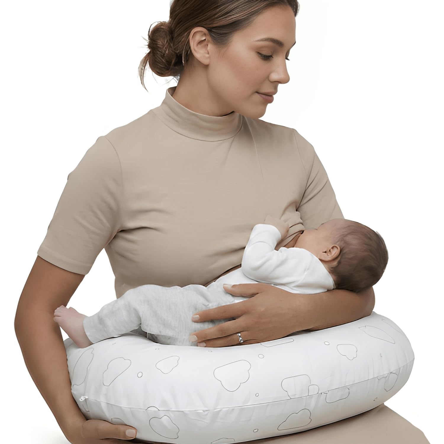 Livinease Clouds Multifunctional Nursing Pillow - Versatile Breastfeeding Pillow With 100% Cotton Pillowcase - Pregnancy Gifts - Washable Maternity Feeding Pillow (Clouds)
