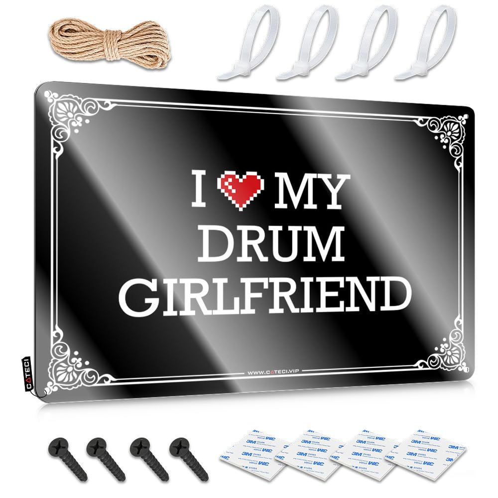 Unique Farmhouse Signs Rustic Fun | I Love My Drum Girlfriend Rustic Metal Wall Decor For Porch Home(20X30CM)