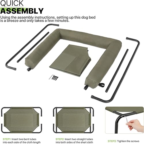 Miniatura 11 de Magshion Cama elevada refrescante para perros con cojín extraíble, cunas elevadas portátiles para interiores y exteriores, hamaca para mascotas a