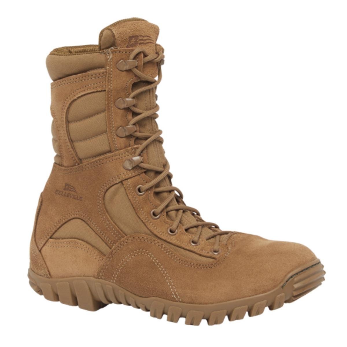 Belleville 533 ST 8 Inch Hot Weather Hybrid Steel Toe Assault Combat Boots for Men - US Navy AR 670-1/AFI 36-2903 Coyote Brown Leather with Vibram Outsole; Berry Compliant